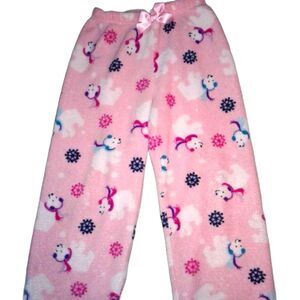 Faded Glory Girls Pink Fleece Polar Bear Pajama Loungewear Pants Size XS 4-5